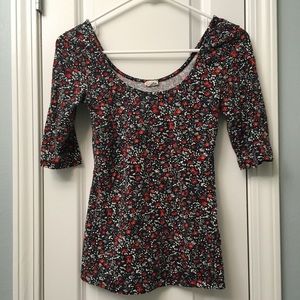 Garage Floral Print Half Sleeve Top, Size S
